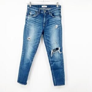 Moussy Mid-Rise Distressed Skinny Jeans